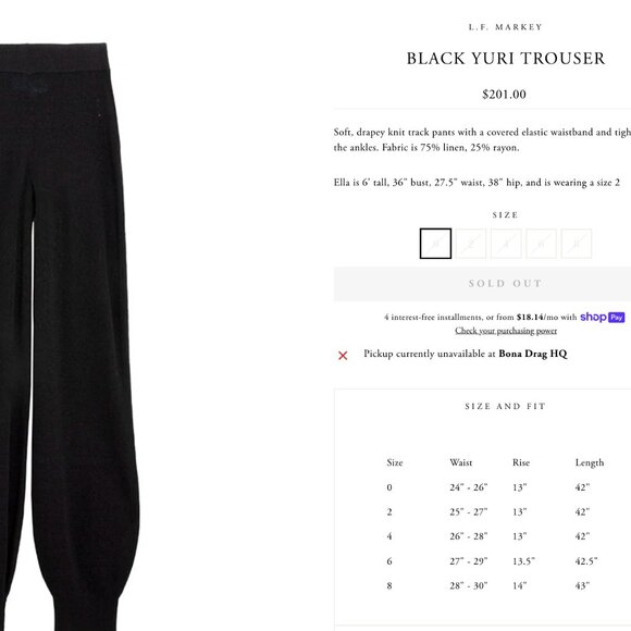 LF Markey 'Yuri' Linen Knit Jogger Blk S / 4 Lounge Fall *very Anthropologie COS - Picture 13 of 13
